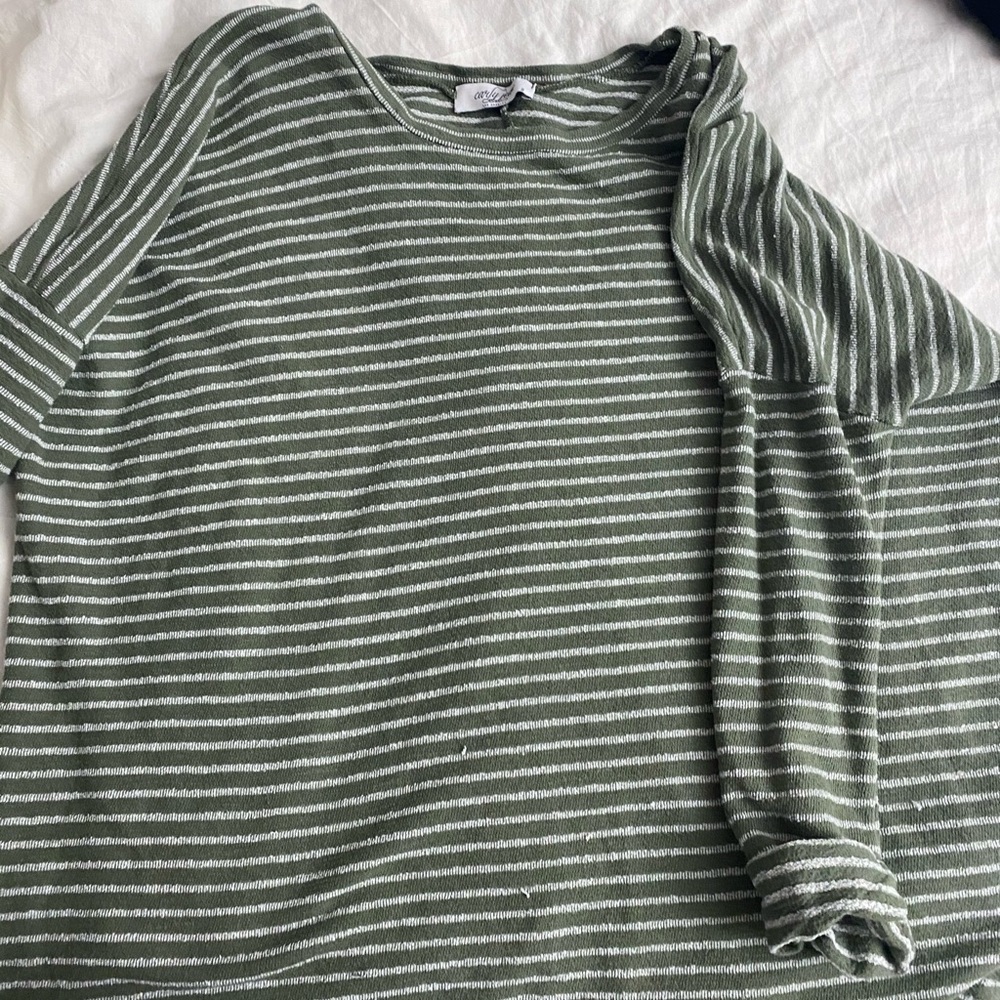 Cary Jean stripped green shirt/sweater